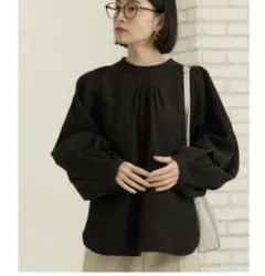 オペークドットクリップボリュームスリーブブラウスM未使用タグ付き