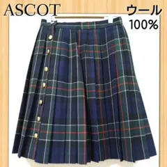 プリーツスカート　チェック　ウール
