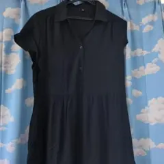 黒 半袖 ボタン.ポケット付き シャツワンピース GU Ｍサイズ
