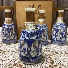k23 九谷焼　青白陶器の日本酒用徳利4個セット
