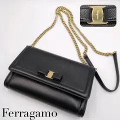 フェラガモ 】【美品】限定価格Ferragamo /チェーンバッグ/スウェード 