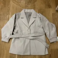 GRL リボンベルト付きボリュームスリーブショートコート F ライトグレー