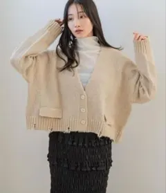 LOWRYS FARM　ＭＩＸクラッシュショートカーディガン