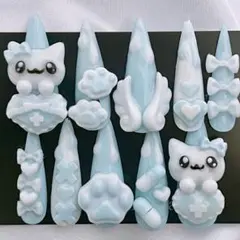 ネイルチップ　地雷系　サブカル系　ゴテゴテ　黒　量産　ギャル　Y2K 025