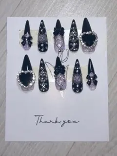 ♡きらきらネイルチップ♡ 量産型 地雷系 黒 紫 女児