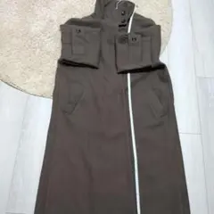 ブラウン ロングコート スタンドカラー