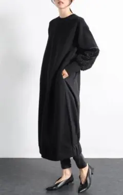 ☆定価21780円☆美品スコットクラブ　袖ジャガード黒ワンピース