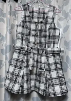 ロービングチェックベルト付きミニワンピース[tu1423]