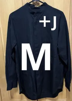 美品】ユニクロ＋Jスタンドカラーシャツ ブラック　M