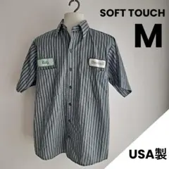 【希少】USA製 ワークシャツ ストライプ SOFT TOUCH M
