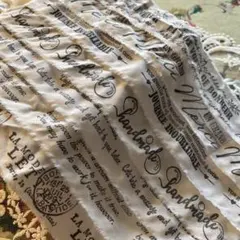 スタンプリボン 英語 フランス語ロゴ ホワイト ハンドメイド
