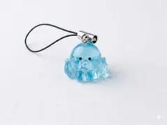 蓄光！光る！！可愛い タコさんストラップ ハンドメイド クリアブルー [新品]