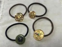 ボタン髪ゴム　4点セット