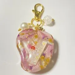 イニシャル キーホルダー【y】 春限定 ドライフラワー ミモザ他入り シェイカー
