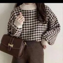 GRL グレイル 千鳥格子柄モックネックプルオーバー