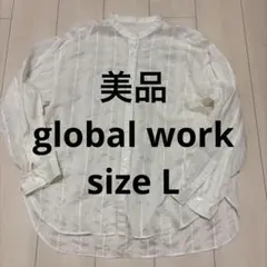 GLOBAL WORK 長袖シャツ ホワイト Lサイズのサムネイル