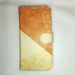 【 訳あり 】iPhoneケース手帳型 オレンジとクリーム色