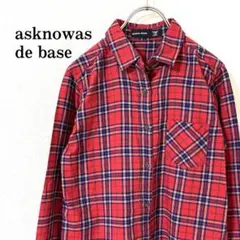 asknowas de base チェック柄 長袖 シャツ 赤 サイズ38