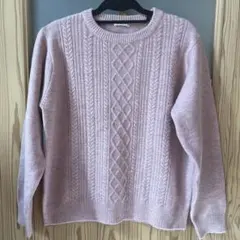 【美品】ハニーズ ピンク ケーブルニット 長袖 サイズL