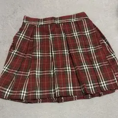 赤チェック プリーツスカート