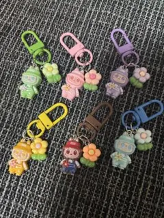 ラブブミニストラップ6個セットお花付き特売