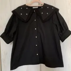 【OLIVE des OLIVE】襟刺繍ブラウス♡ ブラックフリーサイズ可愛い