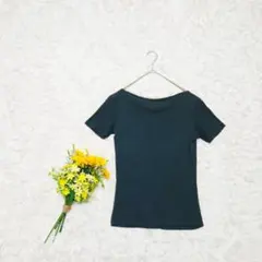 【ザラトラフィック】オフショルダー 半袖Tシャツ　S　グリーンのサムネイル