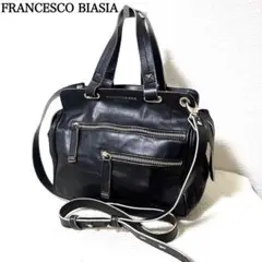 FRANCESCO BIASIA ショルダーバッグ 2way レザー ブラック