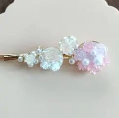ヘアピン　パールビーズと花