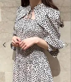 SNIDEL スナイデル デコルテオープンドットプリントワンピース