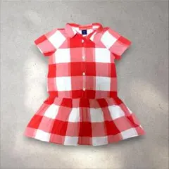 GAP キッズ チェック レトロワンピース 赤110