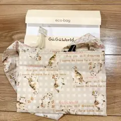 【新品未使用】グーグーワールド 猫 エコバッグ　チェック柄　Lサイズ