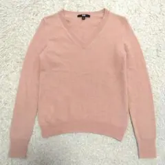 UNIQLO ピンク Vネックセーター カシミヤ100% S