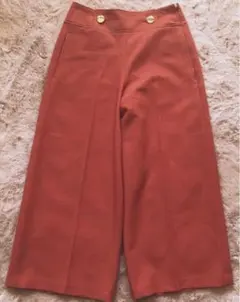 スピックアンドスパン　ワイドパンツ　センタープレス　　オレンジ　橙　38 M