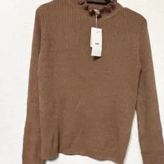 【新品タグ付き】mystic ラメフリルタートルリブニット