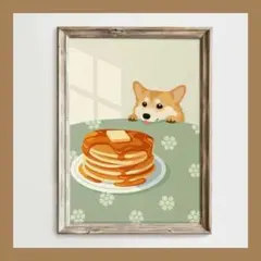 A101アートポスター ミッドセンチュリー インテリア モダン 犬 コーギー