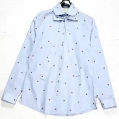 GUCCI ブラウス パールボタン インターロッキング ボウタイ 水色 38