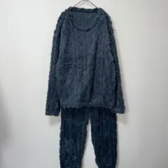 新品　ダークグレー　フリース　ルームウェア　パジャマ　上下セット　ウエストゴム