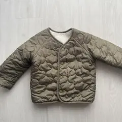 ベビー キッズ キルティングジャケット カーキ ボア防寒　リバーシブル　95