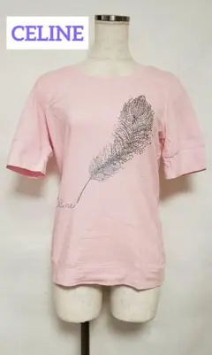 美品 CELINE 半袖Tシャツ ラインストーンカットソー ベビーピンクのサムネイル