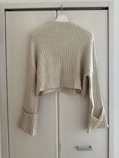 chico クロップド丈 ニット アイボリー