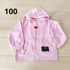 裏起毛パーカー　ピンク　リボン　ハート　100