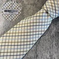 AN606 MICHIKO LONDON ベージュ チェック シルク ネクタイのサムネイル