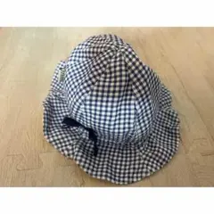ブルーチェック柄子供用帽子