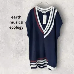 【新品タグ付】アース　アシンメトリー チルデンベスト　ゆったり　体型カバー