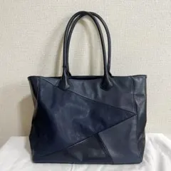 BEAMS HEART レザー調ビジネストートバッグ ネイビー