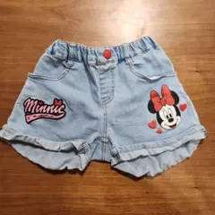 ミニーマウス刺繍デニムショートパンツ 120㎝