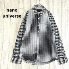 ナノユニバース nano universe チェック柄 シャツ【L】長袖 総柄