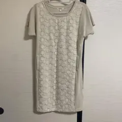 【SOUP】花柄レース 半袖ワンピース ベージュ