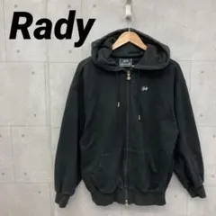 Rady レディ ジップアップパーカー フーディー スウェット ロゴ刺繍 S 黒